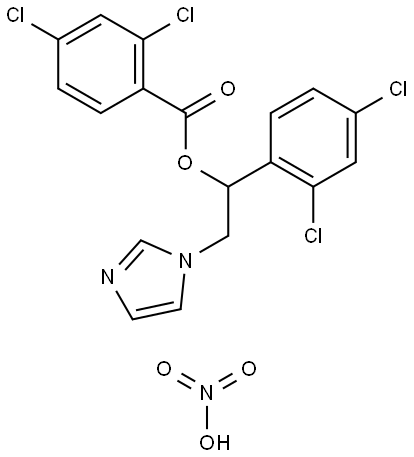 2,4-二氯苯甲酸 1-(2,4-二氯苯基)-2-(1H-咪唑-1-基)乙酯硝酸盐(1:1) 结构式