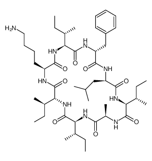 环八肽cyclo(I-DIle-KI-DPhe-DLeu-I-DAla) 结构式