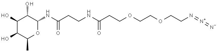 3-[2-(2-叠氮乙氧基)乙氧基]-N-[3-[(6-脱氧-α-L-吡喃半乳糖基)氨基]-3-氧代丙基]丙酰胺 结构式