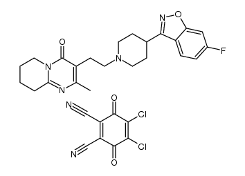 1,4-Cyclohexadiene-1,2-dicarbonitrile, 4,5-dichloro-3,6-dioxo-, compd. with 3-[2-[4-(6-fluoro-1,2-benzisoxazol-3-yl)-1-piperidinyl]ethyl]-6,7,8,9-tetrahydro-2-methyl-4H-pyrido[1,2-a]pyrimidin-4-one (1:1) 结构式