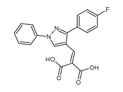 2-[[3-(4-氟苯基)-1-苯基-1H-吡唑-4-基]亚甲基]丙二酸 结构式