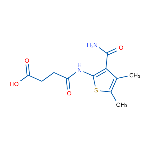N-(3-氨基甲酰-4,5-二甲基-2-噻吩)-琥珀酰胺酸 结构式