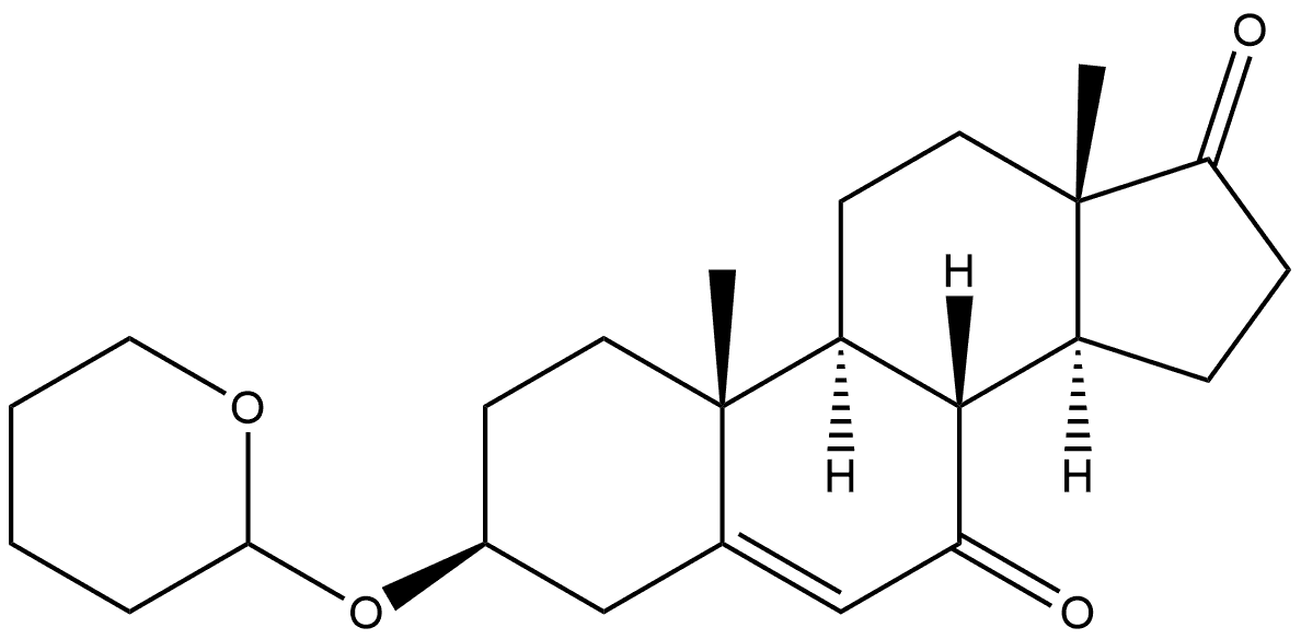 3β-[(四氢-2H-吡喃-2-基)氧基]雄甾-5-烯-7,17-二酮 结构式