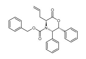 4-Morpholinecarboxylic acid, 2-oxo-5,6-diphenyl-3-(2-propen-1-yl)-, phenylmethyl ester, (3S,5S,6R)- 结构式