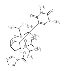 2,4(1H,3H)-Pyrimidinedione,5-[2-O-(1H-imidazol-1-ylthioxomethyl)-3,5-O-[1,1,3,3-tetrakis(1-methylethyl)-1,3-disiloxanediyl]-b-D-ribofuranosyl]-1,3-dimethyl- (9CI) 结构式