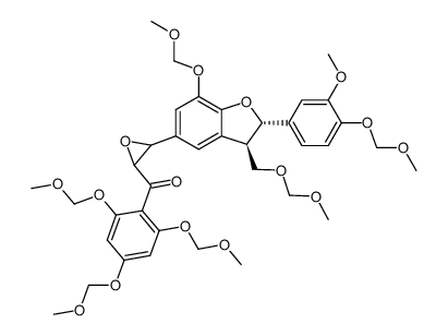Methanone, [3-[2,3-dihydro-7-(methoxymethoxy)-3-[(methoxymethoxy)methyl]-2-[3-methoxy-4-(methoxymethoxy)phenyl]-5-benzofuranyl]oxiranyl][2,4,6-tris(methoxymethoxy)phenyl]-, [2α,3β,5(2R*,3S*)]- (9CI) 结构式