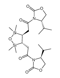 2-Oxazolidinone, 3,3'-[[(3S,4S)-1,1,5,5-tetramethyl-1-oxa-2,5-disilacyclopentane-3,4-diyl]bis(1-oxo-2,1-ethanediyl)]bis[4-(1-methylethyl)-, (4S,4'S)- 结构式