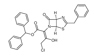 4-Thia-2,6-diazabicyclo[3.2.0]hept-2-ene-6-acetic acid, α-(2-chloro-1-hydroxyethylidene)-7-oxo-3-(phenylmethyl)-, diphenylmethyl ester, [1R-(1α,5α)]- (9CI) 结构式
