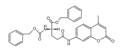 L-Glutamine, N-(4-methyl-2-oxo-2H-1-benzopyran-7-yl)-N2-[(phenylmethoxy)carbonyl]-, phenylmethyl ester 结构式
