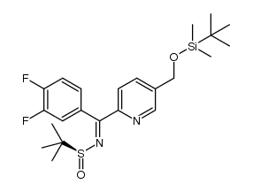2-Propanesulfinamide, N-[(3,4-difluorophenyl)[5-[[[(1,1-dimethylethyl)dimethylsilyl]oxy]methyl]-2-pyridinyl]methylene]-2-methyl-, [S(S)]- 结构式