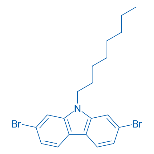 2,7-二溴-9-辛基-9H-咔唑 结构式