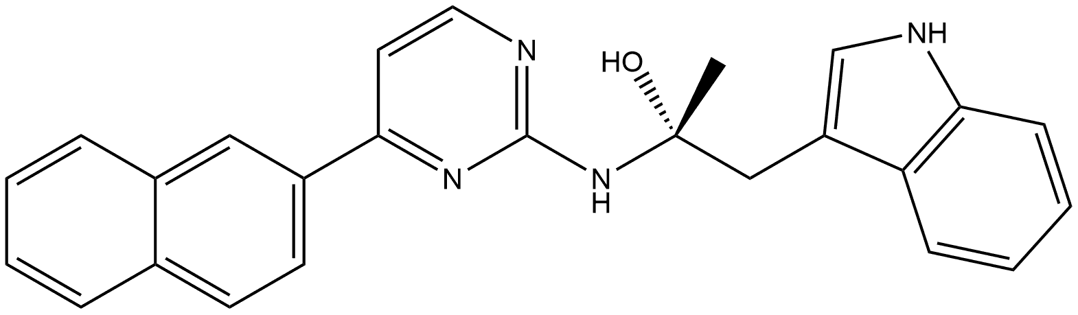 1H-Indole-3-propanol, β-[[4-(2-naphthalenyl)-2-pyrimidinyl]amino]-, (βR)- 结构式