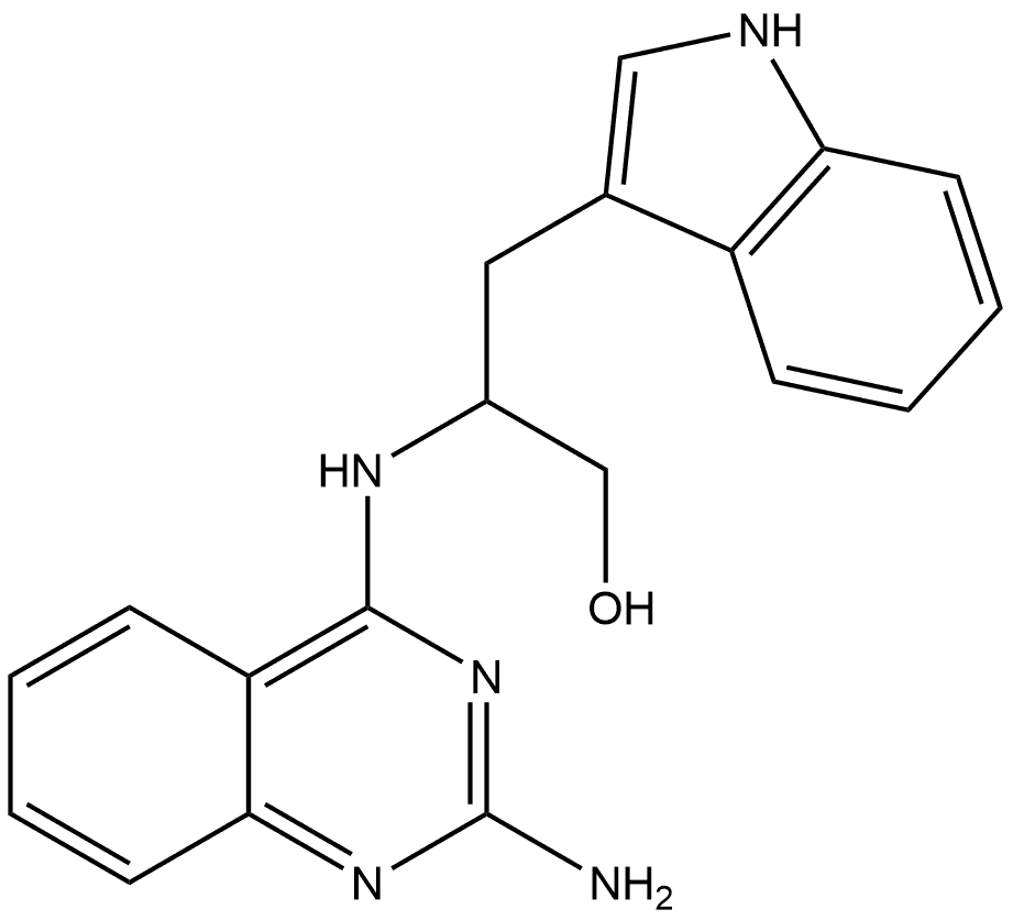 β-[(2-氨基-4-喹唑啉基)氨基]-1H-吲哚-3-丙醇 结构式