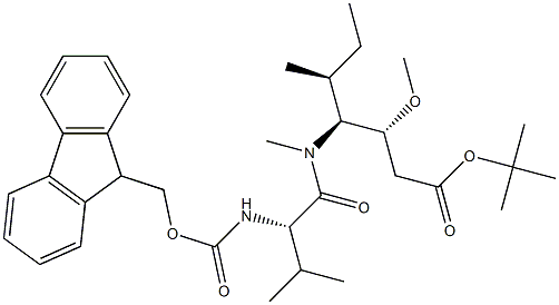(3R,4S,5S)-叔丁基-4-((S)-2-((((9H-芴-9-基)甲氧基)羰基)氨基)-N,3-二甲基丁胺基)-3-甲氧基-5-甲基庚酸酯 结构式