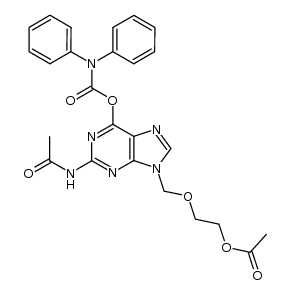 Carbamic acid, N,N-diphenyl-, 2-(acetylamino)-9-[[2-(acetyloxy)ethoxy]methyl]-9H-purin-6-yl ester 结构式