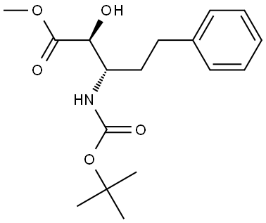 L-erythro-Pentonic acid, 3,4,5-trideoxy-3-[[(1,1-dimethylethoxy)carbonyl]amino]-5-phenyl-, methyl ester 结构式