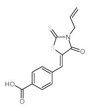 4-[[4-氧代-3-(2-丙烯-1-基)-2-硫代-5-噻唑烷亚基]甲基]苯甲酸 结构式