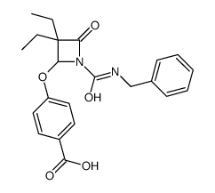 4-((4-carboxyphenyl)oxy)-3,3-diethyl-1-(((phenylmethyl)amino)carbonyl)-2-azetidinone 结构式