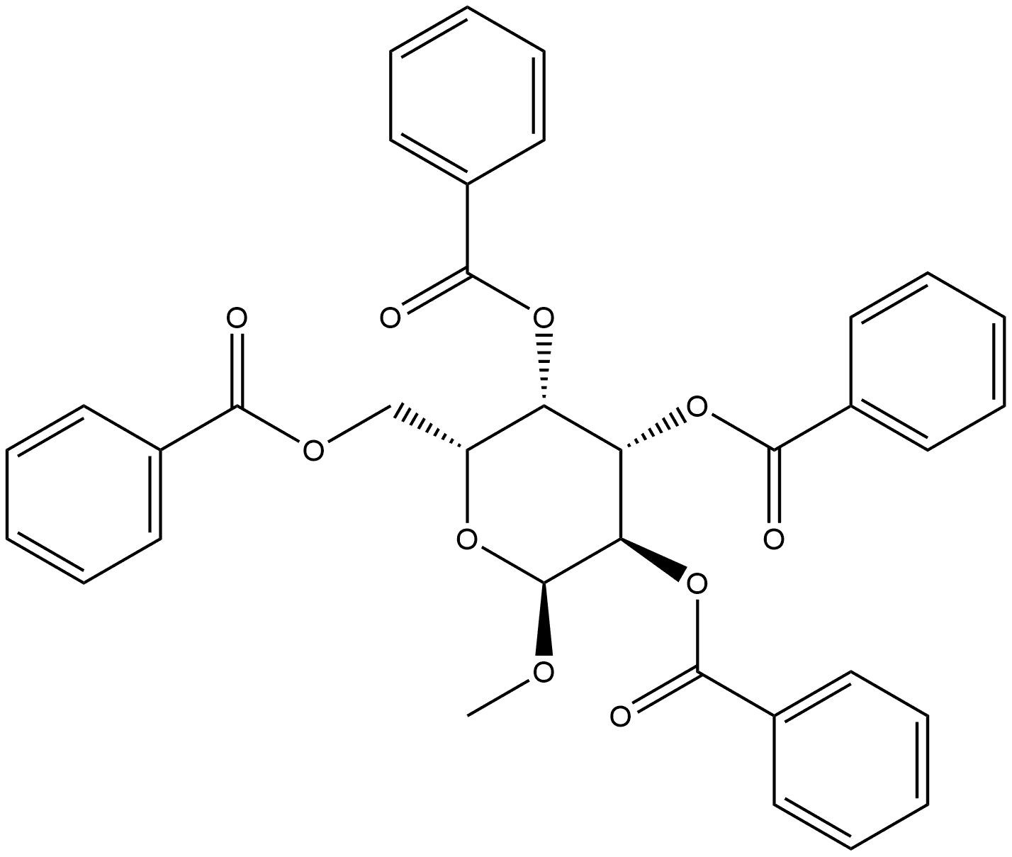 甲基-α-D-吡喃半乳糖苷-2,3,4,6-四苯甲酸酯 结构式