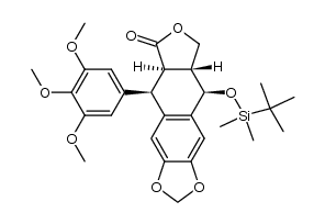 Furo[3',4':6,7]naphtho[2,3-d]-1,3-dioxol-6(5aH)-one, 9-[[(1,1-dimethylethyl)dimethylsilyl]oxy]-5,8,8a,9-tetrahydro-5-(3,4,5-trimethoxyphenyl)-, (5R,5aR,8aR,9R)- 结构式