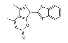 1-(2-苯并噻唑基)-3,4-二甲基吡喃并[2,3-c]吡唑-6(1H)-酮 结构式