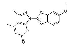 Pyrano[2,3-c]pyrazol-6(1H)-one, 1-(6-methoxy-2-benzothiazolyl)-3,4-dimethyl- 结构式