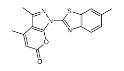 3,4-二甲基-1-(6-甲基-2-苯并噻唑基)吡喃并[2,3-c]吡唑-6(1H)-酮 结构式