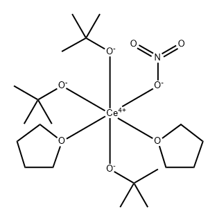 三(2-甲基-2-丙醇根)(硝酸根-O)双(四氢呋喃)合铈 结构式