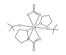 二(2-甲基-2-丙氧基)二硝酸根合二(四氢呋喃)合铈 结构式