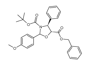 (4S,5R)-2-(4-甲氧基苯基)-4-苯基恶唑烷-3,5-二羧酸 3-叔丁酯 5-苄酯 结构式