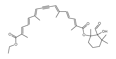 2,4,6,10,12,14-Hexadecahexaen-8-ynedioic acid, 2,6,11,15-tetramethyl-, 1-ethyl 16-(2-formyl-2-hydroxy-1,3,3-trimethylcyclohexyl) ester 结构式