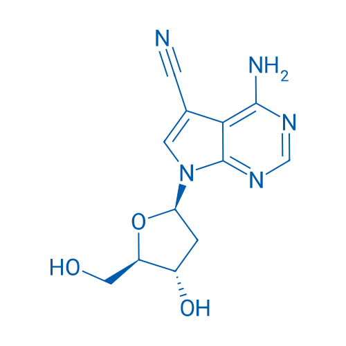 4-氨基-5-氰基-7-(2-脱氧-β-D-呋喃核糖基)-7H-吡咯并[2,3-d]嘧啶 结构式