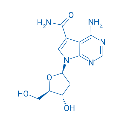 4-氨基-7-(2-脱氧-β-D-呋喃核糖基)-7H-吡咯并[2,3-d]嘧啶-5-羧酰胺 结构式