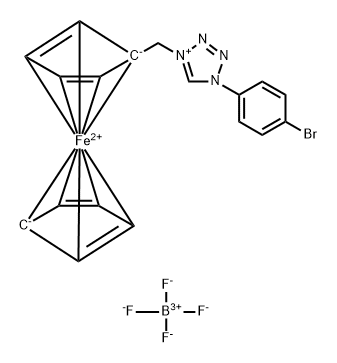 1-(4-溴苯基)-4-(二茂铁基甲基)-1H-四氮唑鎓四氟硼酸盐 结构式