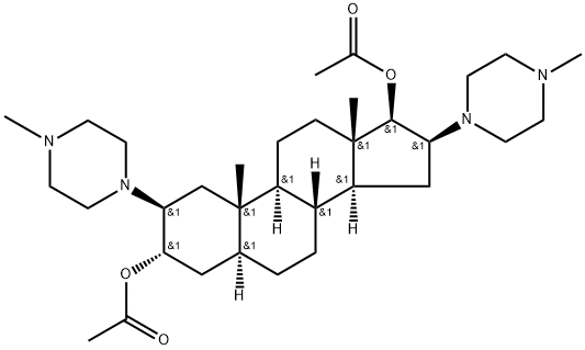 Androstane-3,17-diol, 2,16-bis(4-methyl-1-piperazinyl)-, 3,17-diacetate, (2β,3α,5α,16β,17β)- 结构式