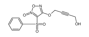 2-丁炔-1-醇,4-[[5-氧代-4-(苯磺酰基)-1,2,5-恶二唑-3-基]氧基]- 结构式