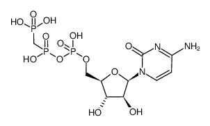 2(1H)-Pyrimidinone, 4-amino-1-[5-O-(1,3,5,5-tetrahydroxy-1,3,5-trioxido-2-oxa-1,3,5-triphosphapent-1-yl)-β-D-arabinofuranosyl]- 结构式