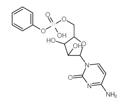 4-氨基-1-[5-O-(羟基苯氧膦基)-β-D-阿拉伯呋喃糖基]-2(1H)-嘧啶酮 结构式