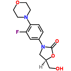 (5R)-3-[3-氟-4-(4-吗啡啉基)苯基]-5-羟甲基-2-恶唑烷酮 结构式