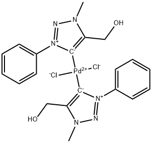 二氯双[5-(羟甲基)-1-甲基-3-苯基-1H-1,2,3-三唑-4-基]钯(SP-4-2) 结构式