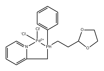 Palladium, dichloro[2-[[[2-(1,3-dioxolan-2-yl)ethyl]phenylphosphino-κP]methyl]pyridine-κN]-, (SP-4-3)- 结构式
