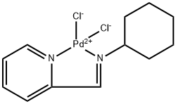 二氯[N-[(2-吡啶基-κN)亚甲基]环己胺-κN]合钯(SP-4-3) 结构式