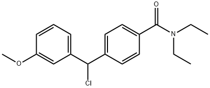 外消旋4-(3'-甲氧基-α-氯苄基)-N,N-二乙基苯甲酰胺 结构式