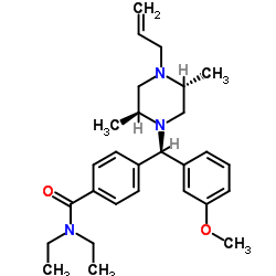 (+)-4-[(ΑR)-Α-((2S,5R)-4-烯丙基-2,5-二甲基-1-哌嗪基)-3-甲氧基苄基]-N,N-二乙基苯酰胺 结构式