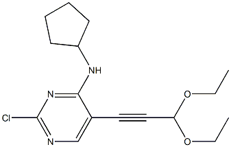 2-氯-5-(3,3-二乙氧基-1-丙炔基)-4-嘧啶基环戊胺 结构式