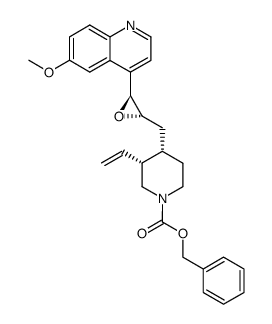 1-Piperidinecarboxylic acid, 3-ethenyl-4-[[(2S,3S)-3-(6-methoxy-4-quinolinyl)-2-oxiranyl]methyl]-, phenylmethyl ester, (3R,4S)- 结构式