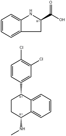1H-Indole-2-carboxylic acid, 2,3-dihydro-, (2R)-, compd. with (1R,4R)-4-(3,4-dichlorophenyl)-1,2,3,4-tetrahydro-N-methyl-1-naphthalenamine (1:1) (9CI) 结构式