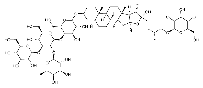 β-D-Galactopyranoside, (3β,5α,22α,25R)-26-(β-D-glucopyranosyloxy)-22-hydroxyfurostan-3-yl O-6-deoxy-β-D-galactopyranosyl-(1→2)-O-[β-D-glucopyranosyl-(1→3)]-O-β-D-glucopyranosyl-(1→4)- 结构式