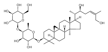 β-D-Galactopyranoside, (3β,22S,24Z)-22,26-dihydroxy-9,19-cyclolanost-24-en-3-yl 6-deoxy-4-O-β-D-glucopyranosyl- 结构式