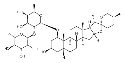 β-D-Galactopyranoside, (1β,3β,5β,25S)-3-hydroxyspirostan-1-yl 6-deoxy-2-O-(6-deoxy-α-L-mannopyranosyl)- 结构式